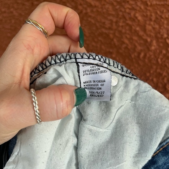 Blue Savvy Skinny Jeans Women's Size 5/27 Blue Low Rise Distressed BROKEN ZIPPER - Picture 5 of 6